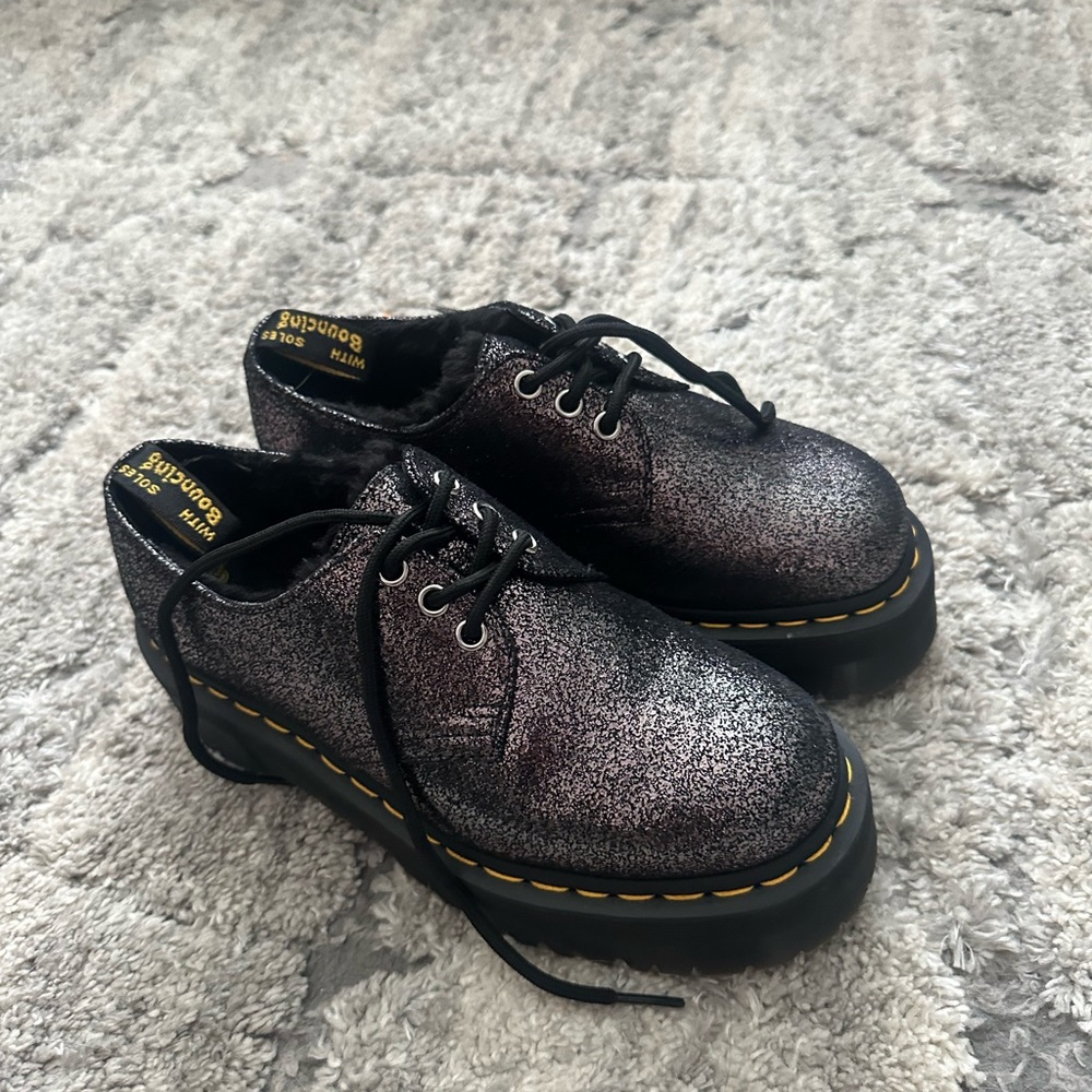 Dr. Martens Purple Glitter Lace-Up Shoes